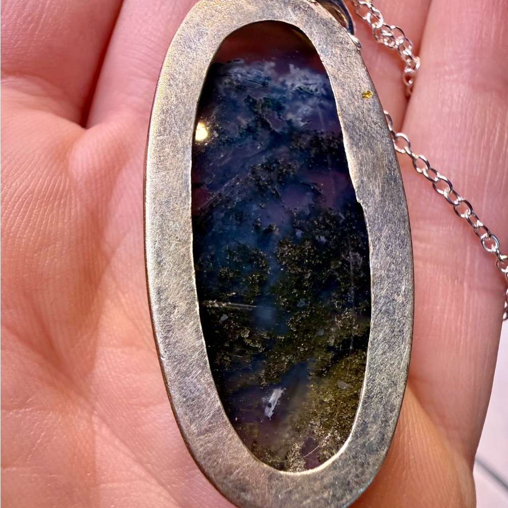 Silver Moss Agate pendant Necklace - Picture 10 of 16